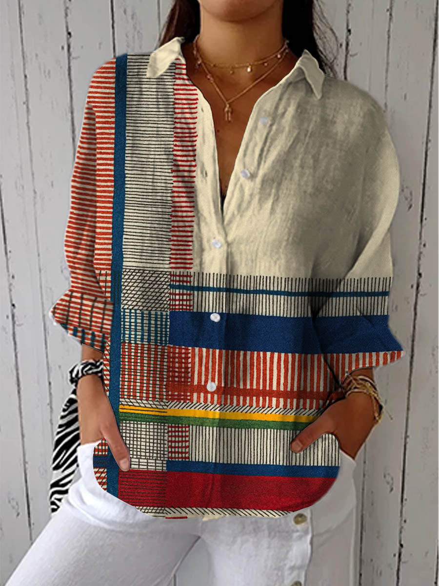 Catherine | Blouse Patchwork Rayée