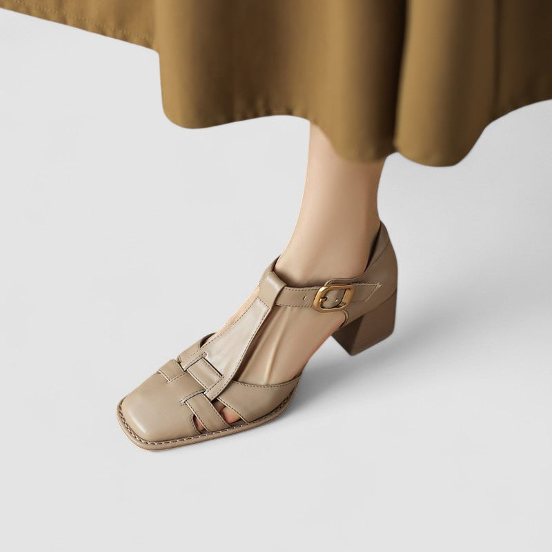 Elyxiana | Talons Bloc T-Strap Orthopédiques