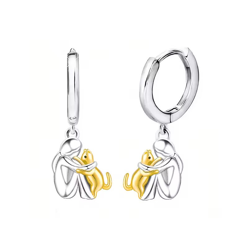 Collier Pendentif Câlin de Chat avec Boucles d'Oreilles Offertes – Offre Limitée