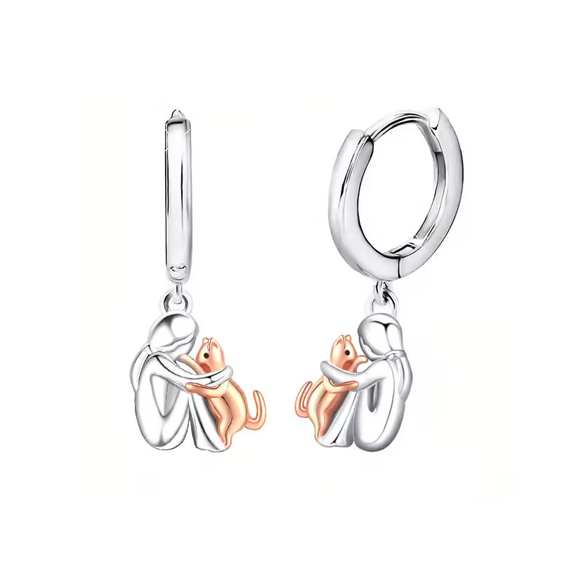 Collier Pendentif Câlin de Chat avec Boucles d'Oreilles Offertes – Offre Limitée