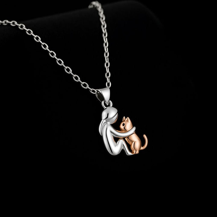 Collier Pendentif Câlin de Chat avec Boucles d'Oreilles Offertes – Offre Limitée