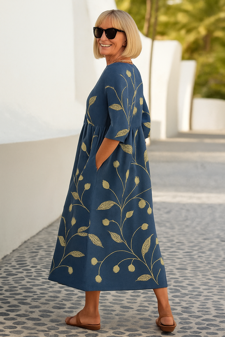 Eliza | Robe Midi Décontractée - Élégance Sans Effort, Confort au Quotidien