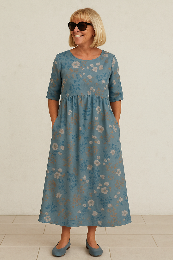 Eliza | Robe Midi Décontractée - Élégance Sans Effort, Confort au Quotidien