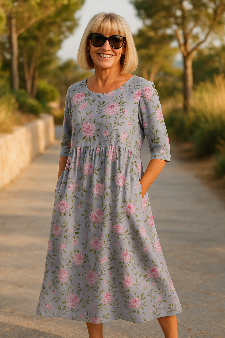 Eliza | Robe Midi Décontractée - Élégance Sans Effort, Confort au Quotidien