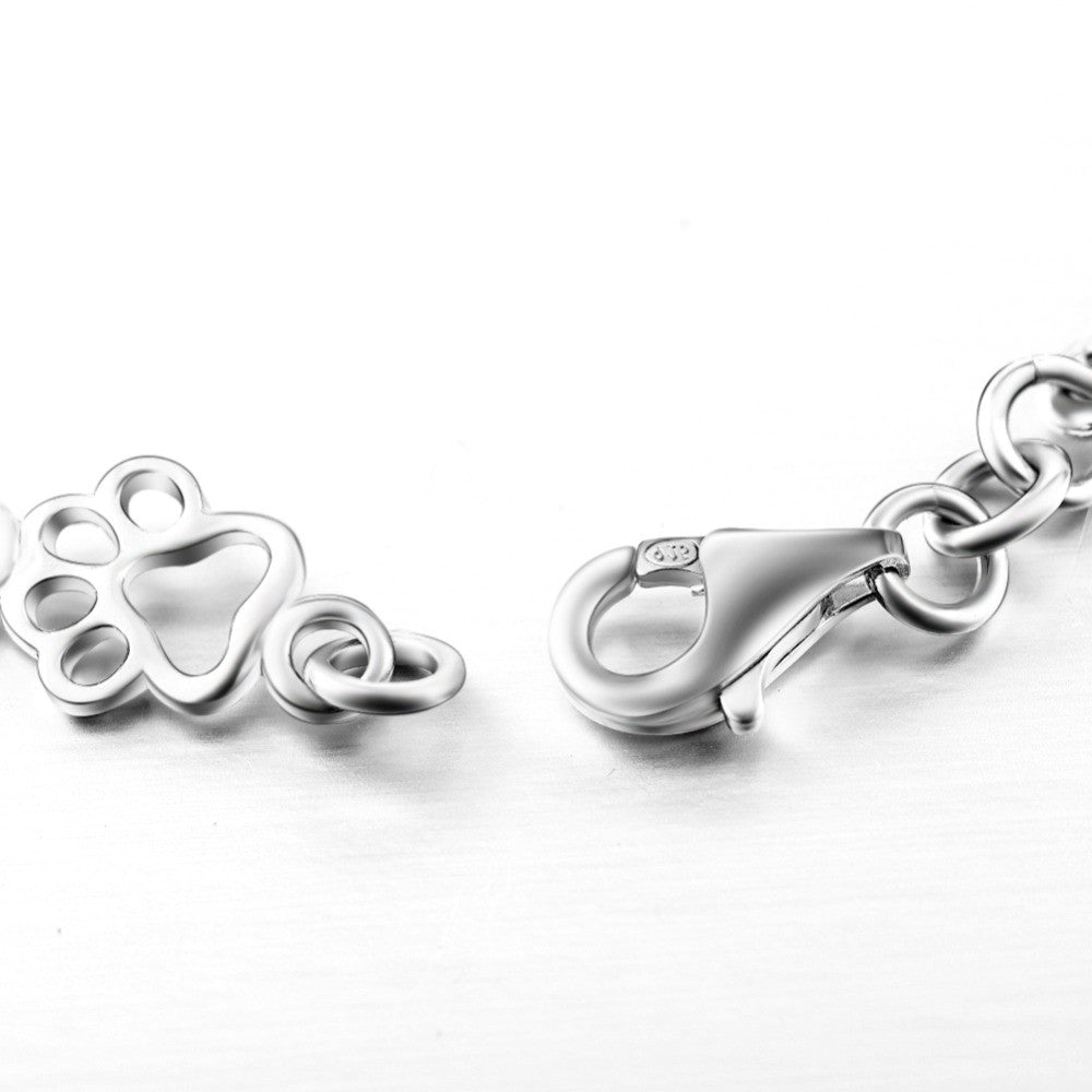 Bracelet Édition Limitée en Argent Pur avec Breloques Patte de Chien et Os