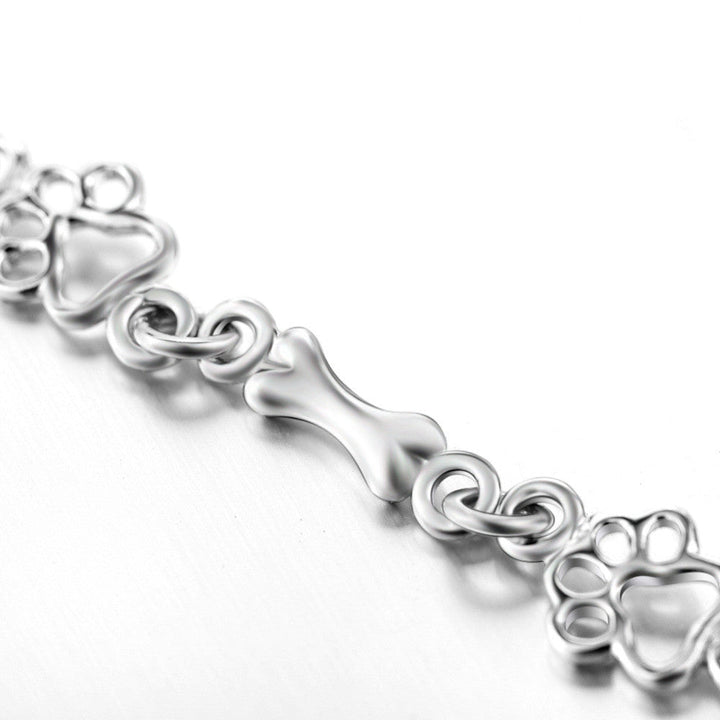 Bracelet Édition Limitée en Argent Pur avec Breloques Patte de Chien et Os