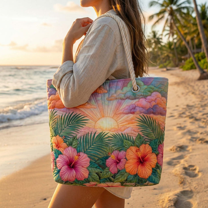 Sac de Plage Matelassé Lever de Soleil Tropical
