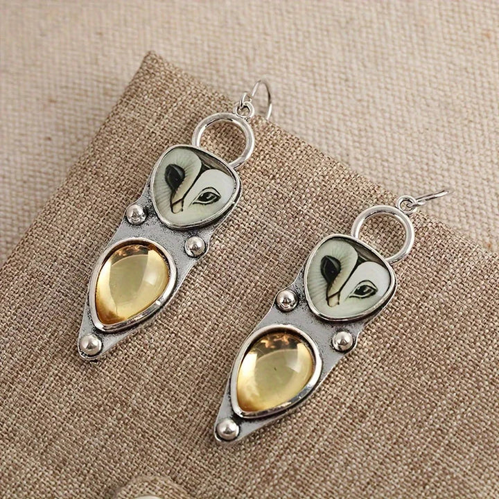 Boucles d'Oreilles Pendantes Hibou Boho – Sans Nickel pour Oreilles Sensibles