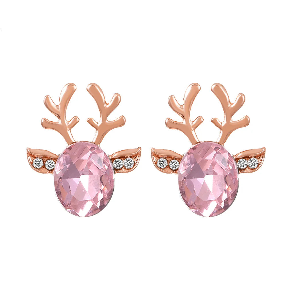 Boucles d'Oreilles Puces Cristal Renne Festif