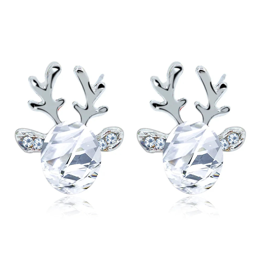 Boucles d'Oreilles Puces Cristal Renne Festif