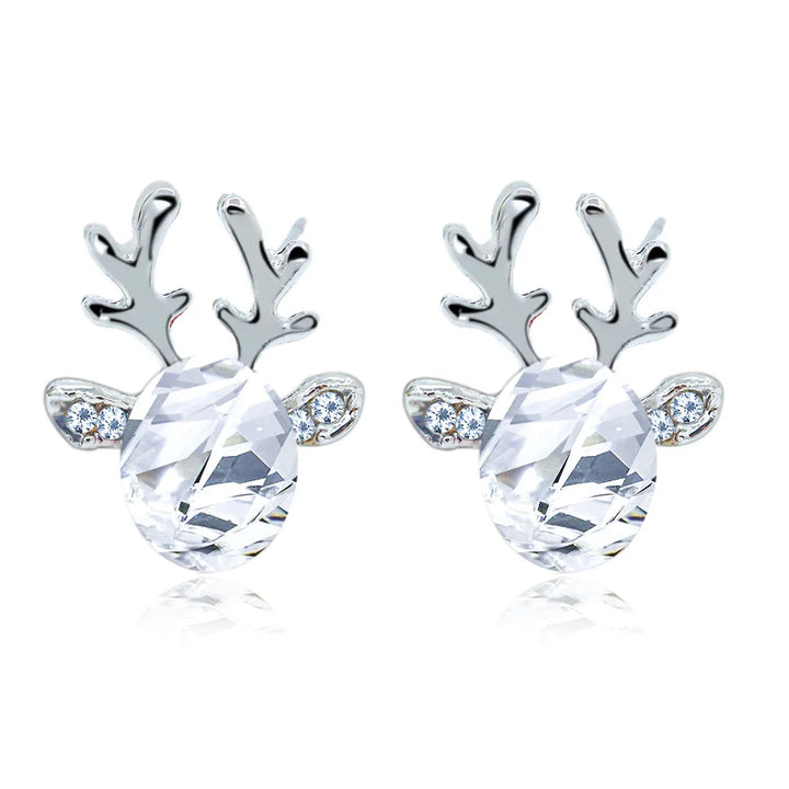 Boucles d'Oreilles Puces Cristal Renne Festif