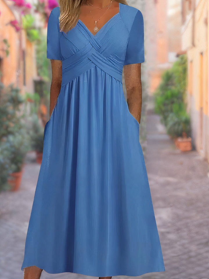 Sylvia | Robe à col en V avec poches pratiques