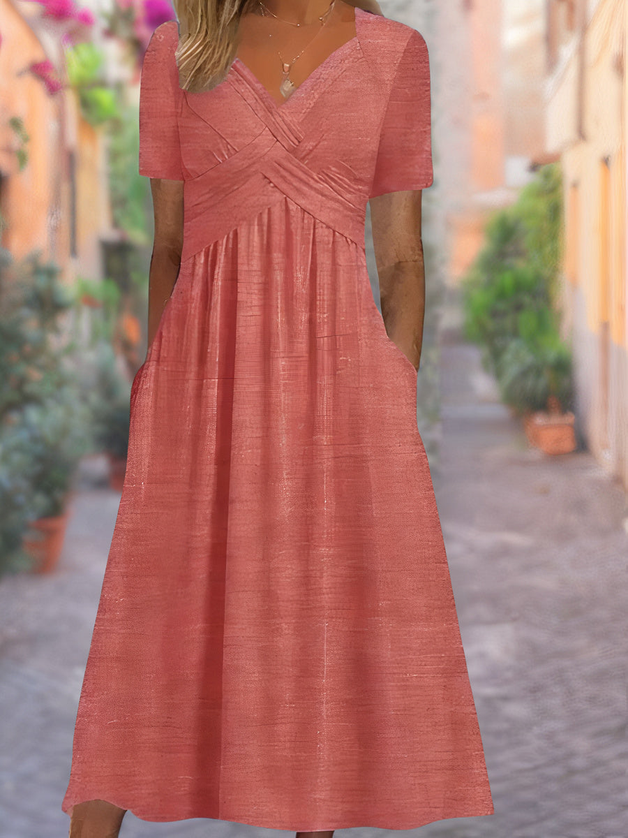 Sylvia | Robe à col en V avec poches pratiques