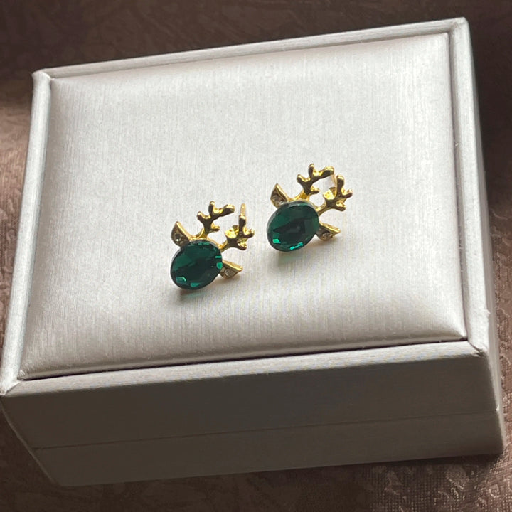 Boucles d'Oreilles Puces Cristal Renne Festif