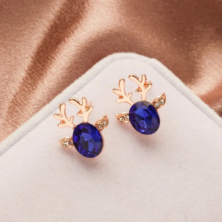 Boucles d'Oreilles Puces Cristal Renne Festif