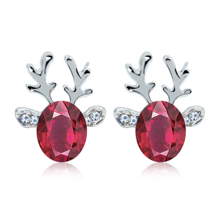 Boucles d'Oreilles Puces Cristal Renne Festif