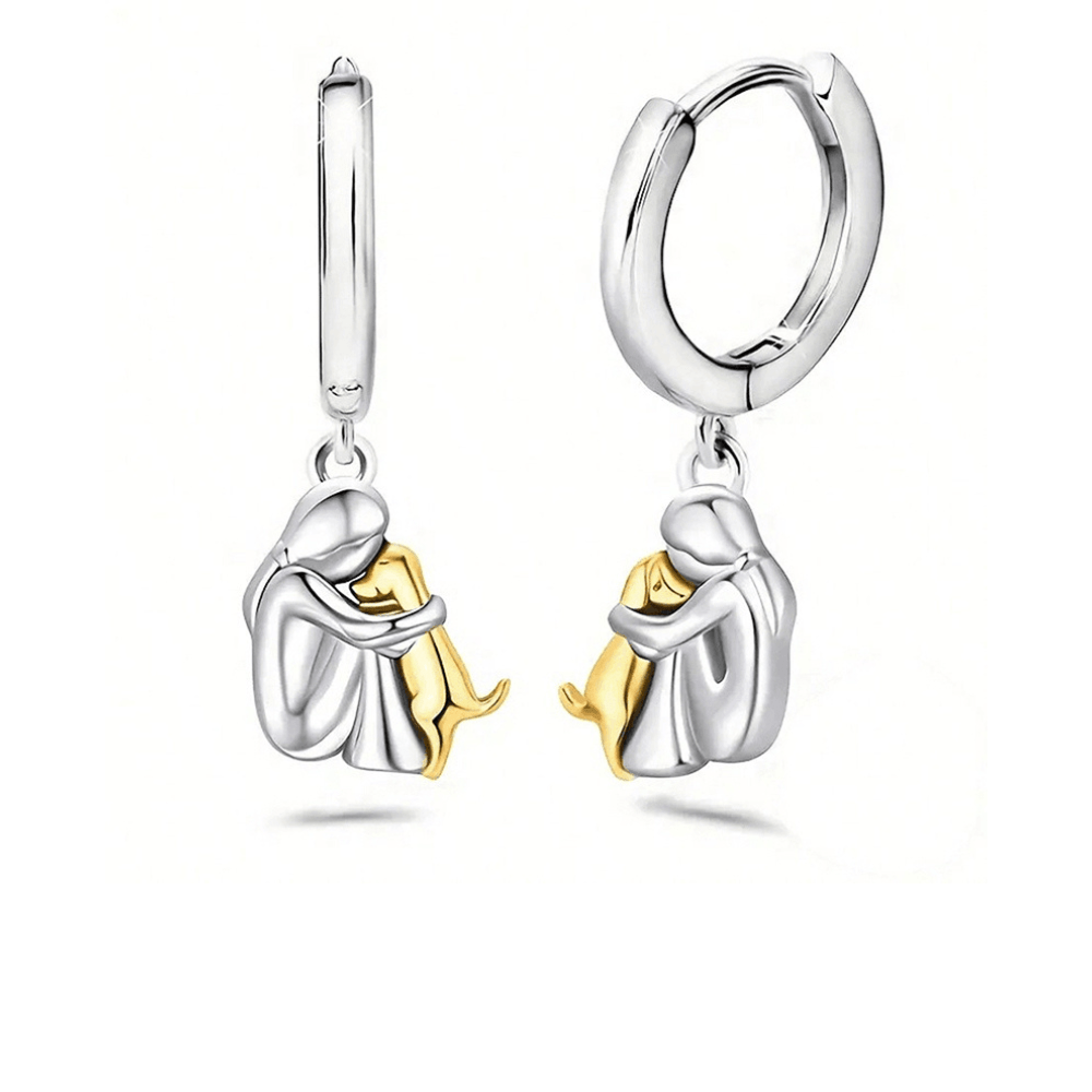 Collier Pendentif Câlin de Chien avec Boucles d'Oreilles Offertes