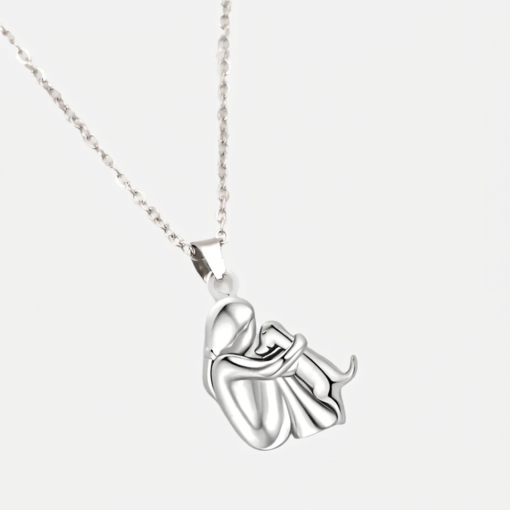 Collier Pendentif Câlin de Chien avec Boucles d'Oreilles Offertes