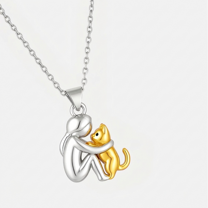 Collier Pendentif Câlin de Chat avec Boucles d'Oreilles Offertes – Offre Limitée